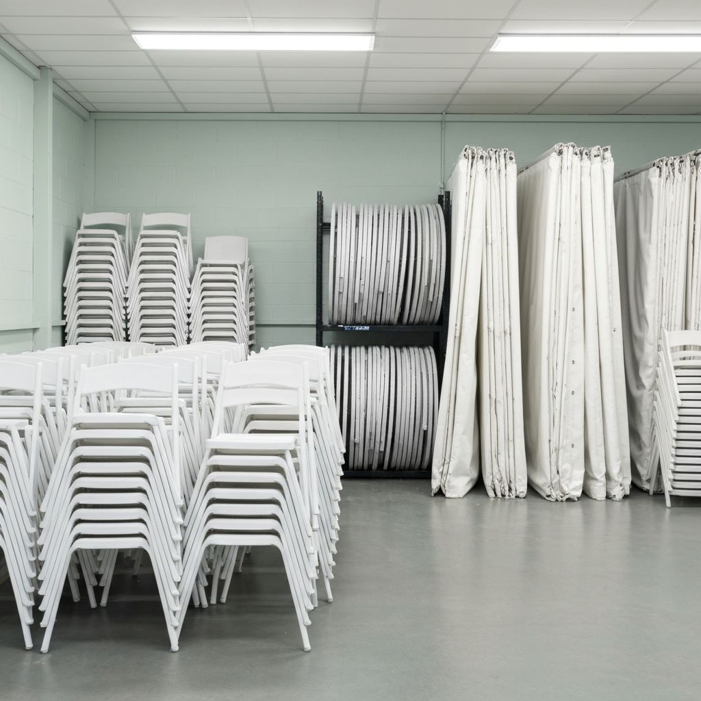 Novocastrian Property Services — neatly organised party hire equipment ready for delivery